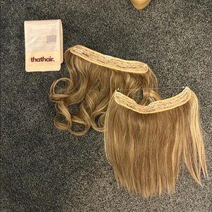 ThatHair 12” Sand Blonde Hair Extensions in Straight and Curly TWO Pieces